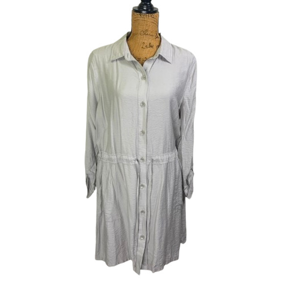 CHICO'S Light Gray Long Sleeve Blouson Shirt Dress‎ - Picture 13 of 15
